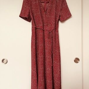 Red Polka Dot Wrap Dress - XS/S